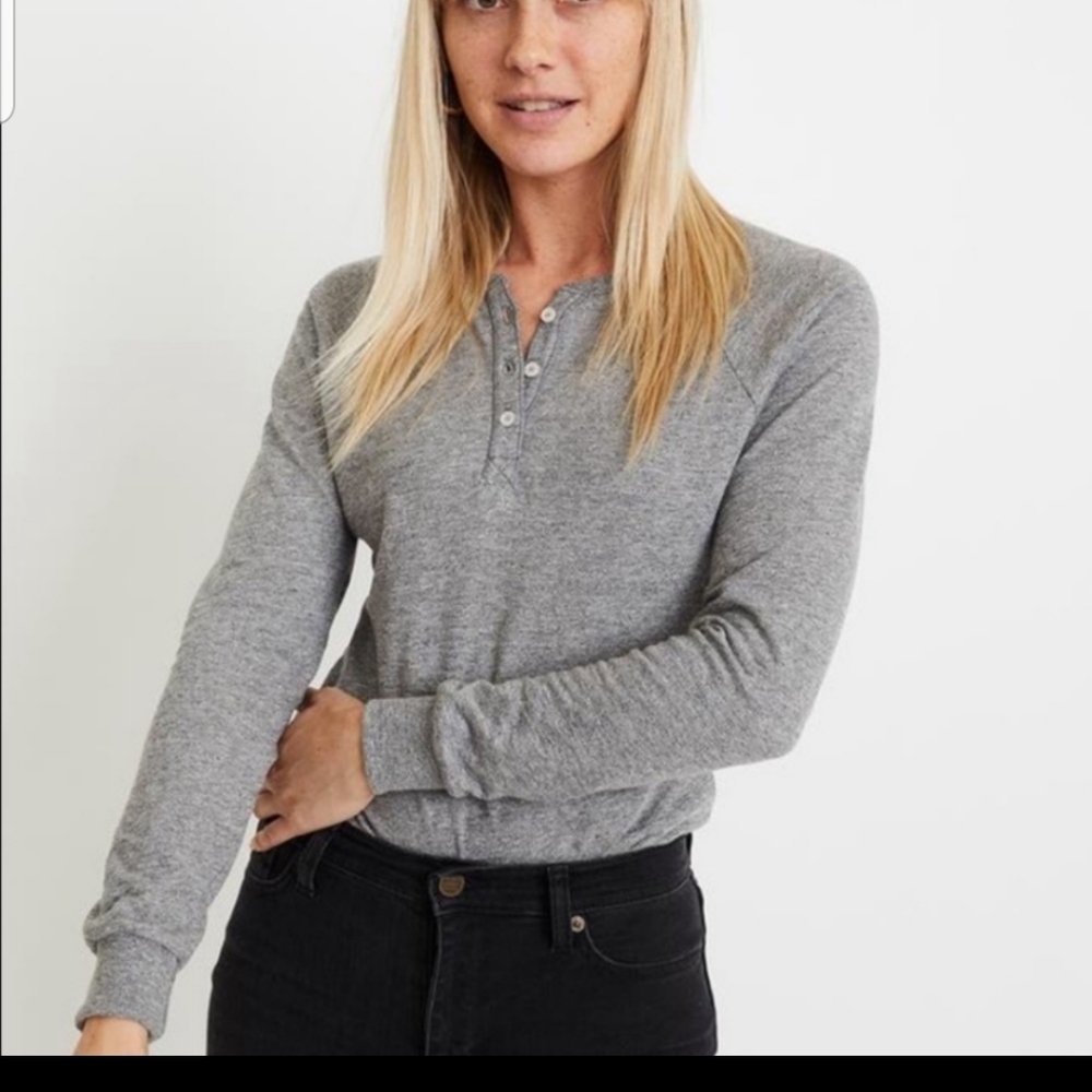 Marine Layer Double Knit Gray Long Sleeve Henley (small)